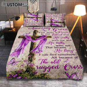 I Still Believe In Amazing Grace That There Is Power In The Blood Quilt Bedding Set Bedroom – Christian Bedroom Decor – Religious Quilt Bedding Set Prints