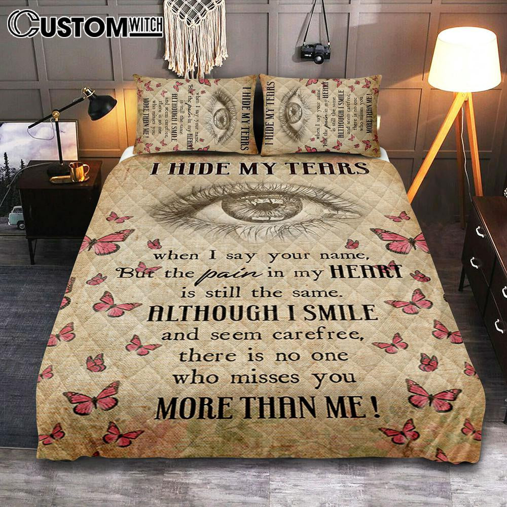 I Hide My Tears Flowers Eye Tear Butterfly Quilt Bedding Set Bedroom – Christian Bedroom Decor – Religious Quilt Bedding Set Prints