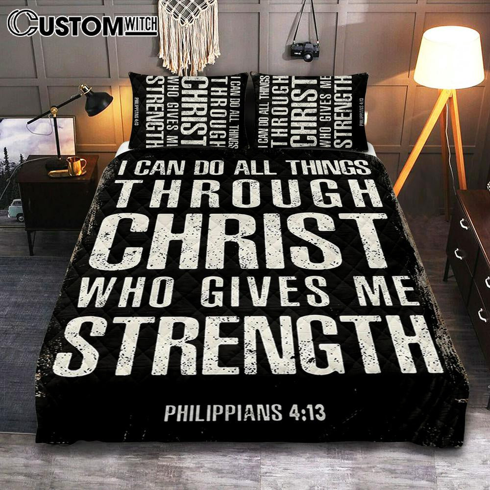 I Can Do All Things Through Christ Philippians 4 13 Quilt Bedding Set Cover Twin Bedding Decor – Christian Quilt Bedding Set Bedroom Decor