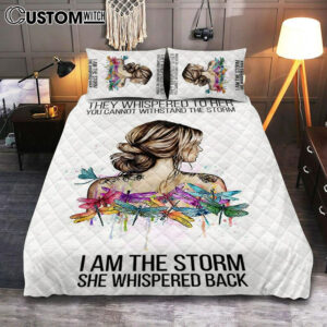 I Am The Storm Bedroom Decor – Positive Motivational Inspirational Quote – Gifts For Women – Boho Dragonfly Print