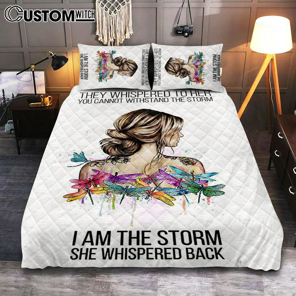 I Am The Storm Bedroom Decor – Positive Motivational Inspirational Quote – Gifts For Women – Boho Dragonfly Print