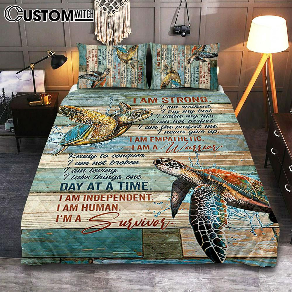 I Am Strong I Am A Survivor Sea Turtle Quilt Bedding Set Bedroom – Christian Quilt Bedding Set Prints – Bible Verse Quilt Bedding Set Art I Am Strong I Am A Survivor Sea Turtle Quilt Bedding Set Bedroom – Christian Quilt Bedding Set Prints – Bible Verse Quilt Bedding Set Art
