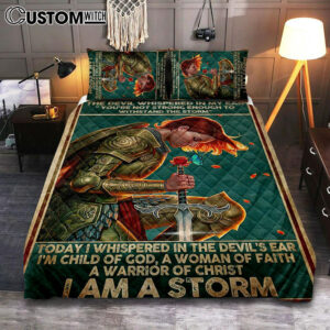 I Am A Storm Women Warrior Quilt Bedding Set Bedroom – Christian Cover Twin Bedding Quilt Bedding Set – Religious Quilt Bedding Set Prints