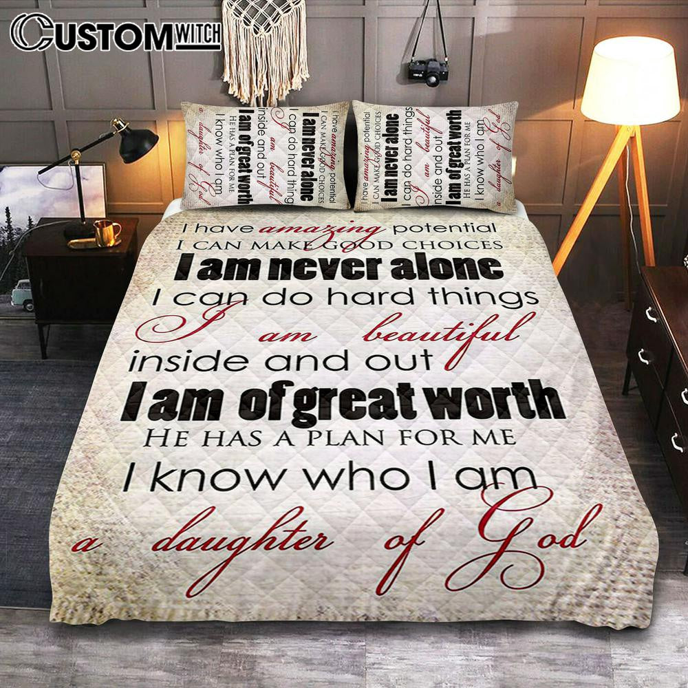 I Am A Daughter Of God Bedroom Quilt Bedding Set Prints – Christian Quilt Bedding Set Bedroom Decor