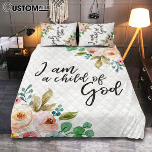 I Am A Child Of God Quilt Bedding Set Prints – Scripture Cover Twin Bedding Decor For Kids Bedroom Girls Boys Room