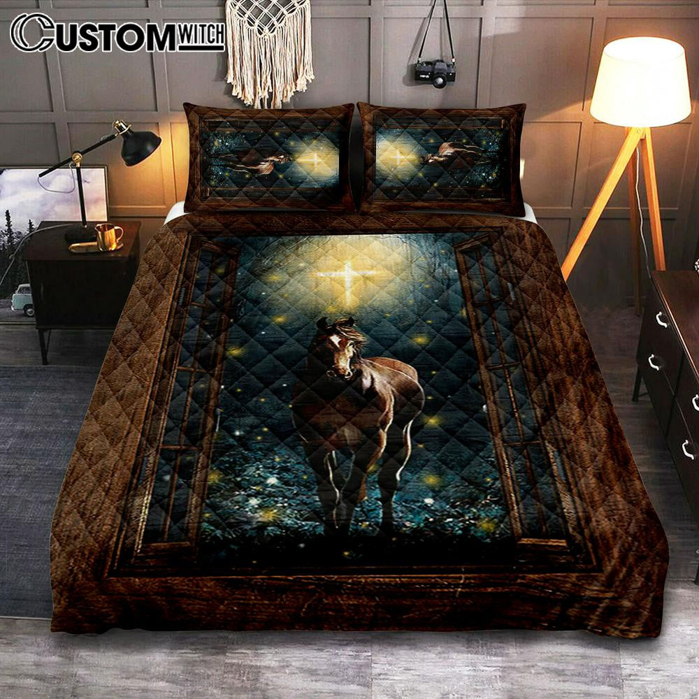 Horse Firefly Cross Wooden Window Quilt Bedding Set Art – Bible Verse Bedroom Horse Firefly Cross Wooden Window Quilt Bedding Set Art – Bible Verse Bedroom