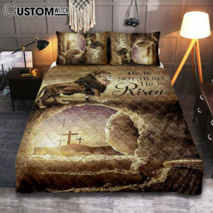 He Is Risen Quilt Bedding Set – The Empty Tomb Lion Quilt Bedding Set Art – Bible Verse Bedroom
