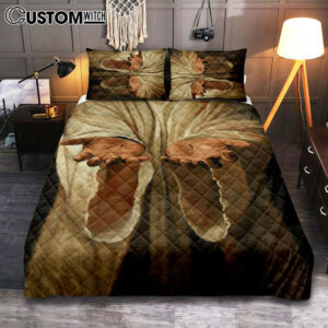 Hand Of God Jesus Quilt Bedding Set Bedroom – Christian Bedroom Decor – Religious Quilt Bedding Set Prints