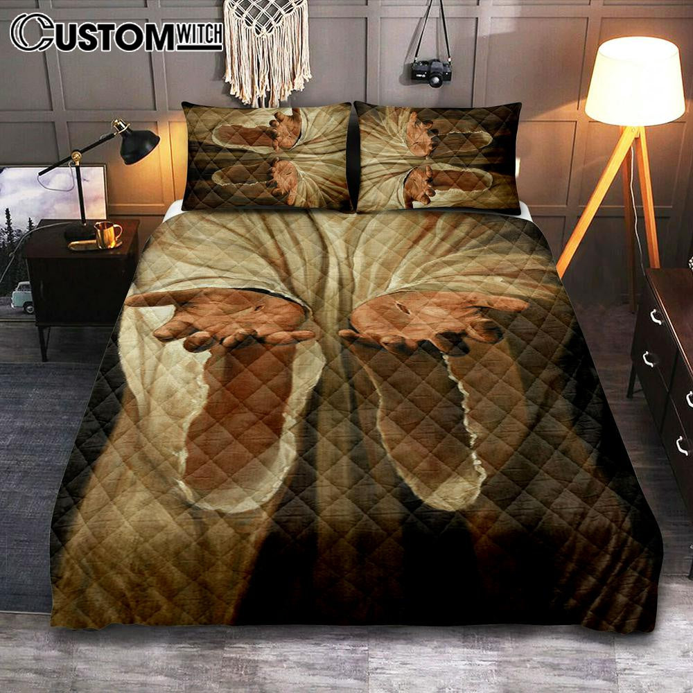 Hand Of God Jesus Quilt Bedding Set Bedroom – Christian Bedroom Decor – Religious Quilt Bedding Set Prints