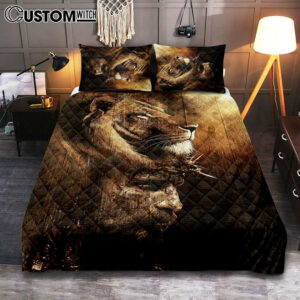 Half Lion Half Jesus Quilt Bedding Set Bedroom – Jesus Quilt Bedding Set Pictures – Christian Quilt Bedding Set Bedroom
