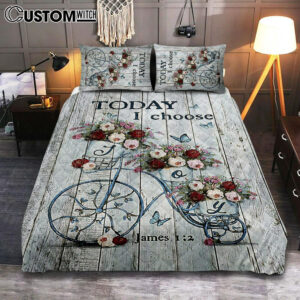 Gorgeous Roses Today I Choose Joy Quilt Bedding Set – Christian Bedroom – Religious Home Decor