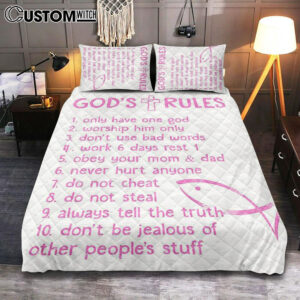 God’s Rules Quilt Bedding Set Prints – Christian Gift For Child – Christian Quilt Bedding Set Bedroom Decor