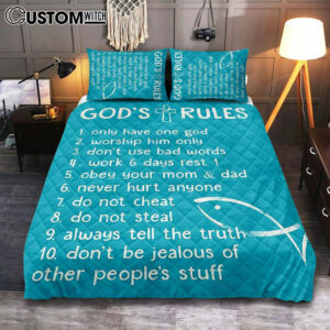 God’s Rules Cover Twin Bedding Decor – Kids Bedroom Decor – Christian Quilt Bedding Set Bedroom Decor