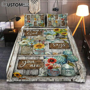 God Says You Are Unique Hummingbird Red Poppy Quilt Bedding Set Art – Bible Verse Bedroom