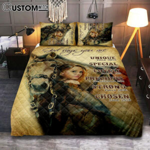 God Says You Are The Girl Quilt Bedding Set Bedroom – Christian Cover Twin Bedding Quilt Bedding Set – Religious Quilt Bedding Set Prints