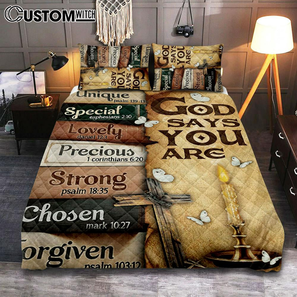 God Says You Are Quilt Bedding Set Bedroom – Christian Bedroom Decor – Religious Quilt Bedding Set Prints God Says You Are Quilt Bedding Set Bedroom – Christian Bedroom Decor – Religious Quilt Bedding Set Prints