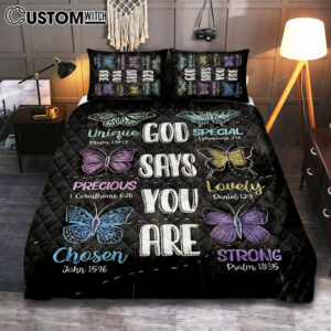 God Says You Are Quilt Bedding Set Bedroom – Bible Verse Quilt Bedding Set Art – Christian Home Decor