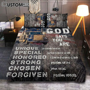 God Says You Are Quilt Bedding Set – Christian Gifts For Trucker Drivers – Christian Quilt Bedding Set Bedroom Decor
