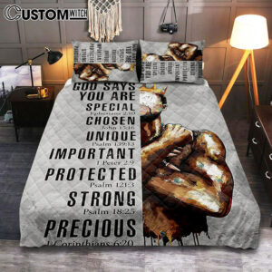 God Says You Are Motivational Black Quilt Bedding Set Art – African American Bedroom
