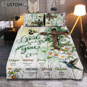 God Says You Are Hummingbird Daisy Quilt Bedding Set Bedroom – Christian Quilt Bedding Set Bedroom Decor