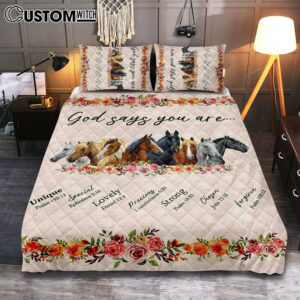 God Says You Are Horse Quilt Bedding Set Bedroom – Christian Cover Twin Bedding Quilt Bedding Set – Religious Quilt Bedding Set Prints