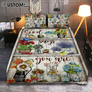 God Says You Are Flower Quilt Bedding Set Bedroom – Christian Cover Twin Bedding Quilt Bedding Set – Religious Quilt Bedding Set Prints