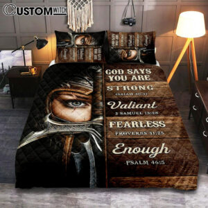 God Says You Are Female Warrior Quilt Bedding Set – Knight Of God Quilt Bedding Set Art – Bible Verse Bedroom