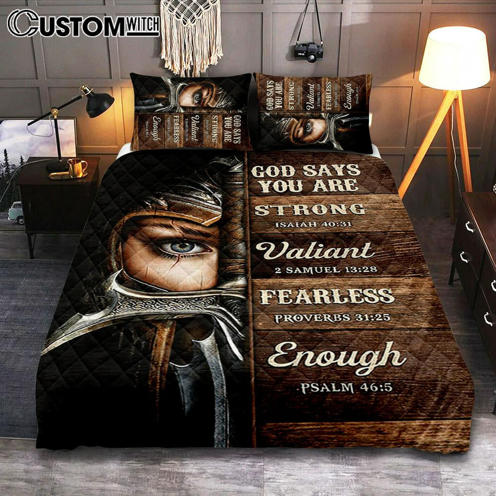 God Says You Are Female Warrior Quilt Bedding Set – Knight Of God Quilt Bedding Set Art – Bible Verse Bedroom God Says You Are Female Warrior Quilt Bedding Set – Knight Of God Quilt Bedding Set Art – Bible Verse Bedroom