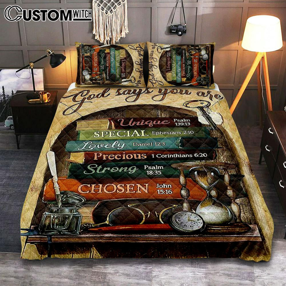 God Says You Are Book Glasses Quilt Bedding Set Art – Christian Art – Bible Verse Bedroom – Religious Home Decor